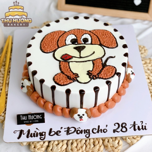 Bánh sinh nhật hình con chó đáng yêu cho các bé gái tuổi Tuất