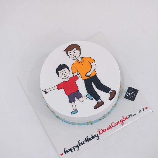 Bánh sinh nhật vẽ hình hai cha con